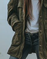 Women’s Utility Jacket with Flap Pockets and Button Closure-Jacket for women-CaldwellVoss