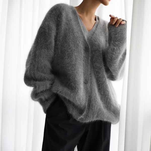 Women's V-Neck Cardigan with Button Placket-Jacket for women-CaldwellVoss