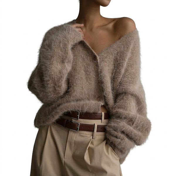 Women's V-Neck Cardigan with Button Placket-Jacket for women-CaldwellVoss