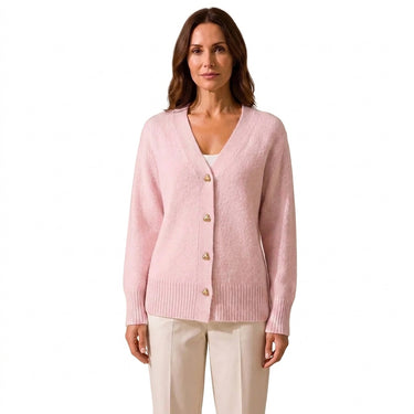 Women’s V-Neck Knit Cardigan with Heart Buttons-Cardigans for women-CaldwellVoss