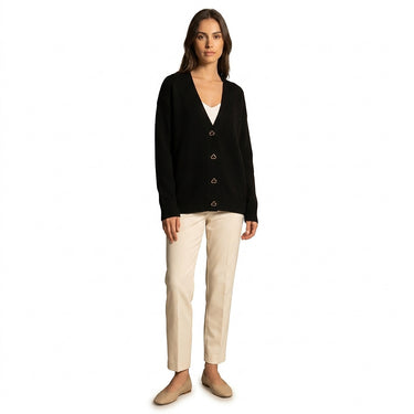 Women’s V-Neck Knit Cardigan with Heart Buttons-Cardigans for women-CaldwellVoss