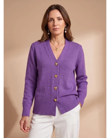 Women’s V-Neck Knit Cardigan with Heart Buttons-Cardigans for women-CaldwellVoss