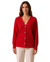Women’s V-Neck Knit Cardigan with Heart Buttons-Cardigans for women-CaldwellVoss