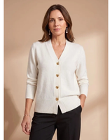 Women’s V-Neck Knit Cardigan with Heart Buttons-Cardigans for women-CaldwellVoss