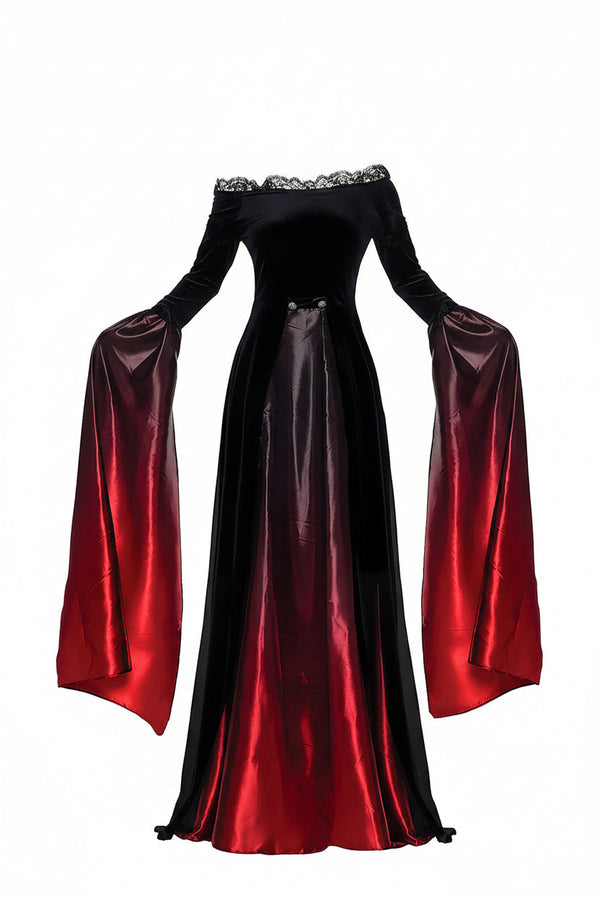 Women’s Vampire Queen Ombré Trumpet Sleeve Dress Black