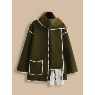 Women’s Wool Blend Cape Coat with Button Front-Coats for women-CaldwellVoss