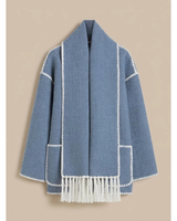 Women’s Wool Blend Cape Coat with Button Front-Coats for women-CaldwellVoss