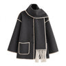 Women’s Wool Blend Cape Coat with Button Front-Coats for women-CaldwellVoss