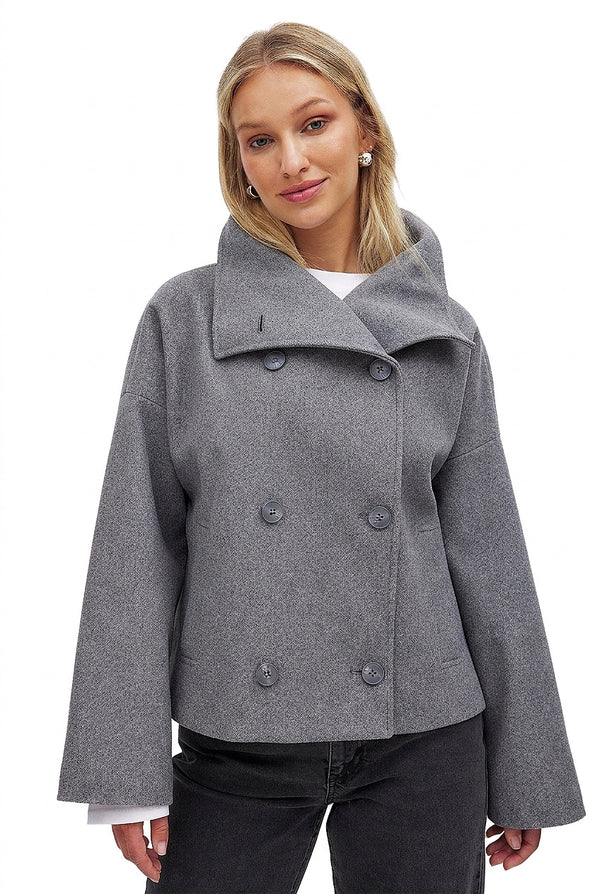Women’s Wool Blend Short Pea Coat-Coats for women-CaldwellVoss